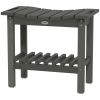 Outsunny 2-Tier Shower Bench, HDPE Weather Resistant Outdoor Side Table with Non-Slip Pads, Handles for Patio, Pool, Dark Gray