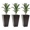 Outsunny 28ft Tall Plastic Planters, Set of 3, square Flower Pot, anti-crack, fade-resistant, Outdoor & Indoor, for lawns, patios, Brown