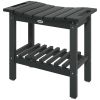 Outsunny 2-Tier Shower Bench, HDPE Weather Resistant Outdoor Side Table with Non-Slip Pads, Handles for Patio, Pool, Black