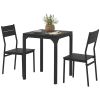 3 Piece Dining Set, 23.5" Square Table with 2 Chairs, Space Saving for Small Apartment, Black