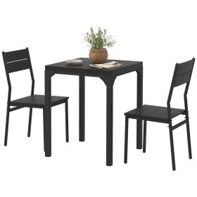 3 Piece Dining Set, 23.5" Square Table with 2 Chairs, Space Saving for Small Apartment, Black