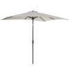 9 x 7 ft Patio Umbrella Outdoor Table Market with Crank Solar LED Lights Tilt Button for Deck Pool White