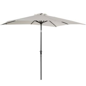 9 x 7 ft Patio Umbrella Outdoor Table Market with Crank Solar LED Lights Tilt Button for Deck Pool White
