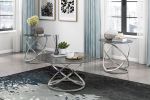 Modern Luxury 3-piece Occasional Table Set Chrome Finish Metal Cocktail Table End Tables Tempered Glass Top