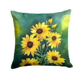 Kentucky Goldenrod in Watercolor Throw Pillow Machine Washable, Indoor Outdoor Decorative Pillow for Couch, Bed or Patio, 18Hx18W