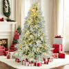 6FT Pre-Lit Spruce Snow Flocked Christmas Tree, Artificial Hinged Xmas Tree with 300 Multi-Color LED Lights, 8 Flashing Modes &790 Snow Branch Tips
