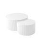 White Nesting table set of 2, Handcraft Relief MDF Coffee Table for Living Room/Office/Leisure Area