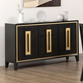 Espresso 1pc Server Storage Drawers Wood Handle Gold accent Trim Server Dining Room Furniture