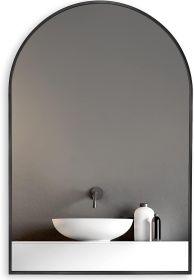 20x30 Inch Black Metal Framed Arched Bathrrom Mirror for Wall.(W2203134104)