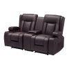VEVOR Loveseat Recliner Sofa, Manual Reclining Couch with Center Console, PU Faux Leather Recliner Sofa with USB Ports, Cup Holders and Storage Bags