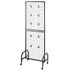Grid Wall Panel, 1.9 x 5.4 ft Wire Grid Panels Display Rack, Movable Art Display Shelf with Wheels and 10 Hooks