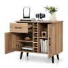 2-Door Buffet Sideboard with 6-Bottle Wine Rack Drawer