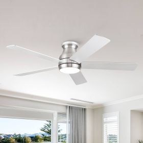 52 in. Integrated LED Farmhouse Indoor/Outdoor Nickel Smart Ceiling Fan with Remote Control