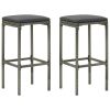 Bar Stool Set of 2 Gray Steel Standard Footrest Bar Stool