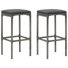 Bar Stool Set of 2 Gray Steel Standard Footrest Bar Stool