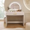 39" Makeup Vanity Table with Mirror Touch Screen Lighted Mirror, Dressing Table with Drawer for Bedroom, White