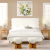 Stockholm Modern Wavy Headboard Platform Bed, Queen, Antique White Polyester