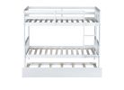 Twin Over Twin Rubber Wood Bunk Bed with Trundle, Convertible into Twin Size Beds, Twin Size Bunk Bed with Ladder and Safety Guardrails, White