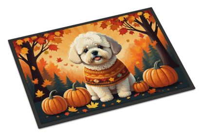 NEW Bichon Frise Fall Doormat Front Door Mat Indoor Outdoor Rugs for Entryway, Non Slip Washable Low Pile, 18H X 27W