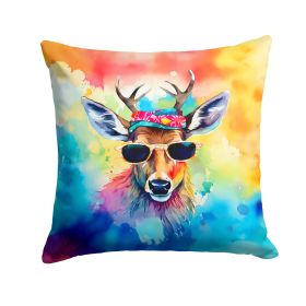 NEW Hippie Animal Deer Throw Pillow Machine Washable, Indoor Outdoor Decorative Pillow for Couch, Bed or Patio, 18Hx18W