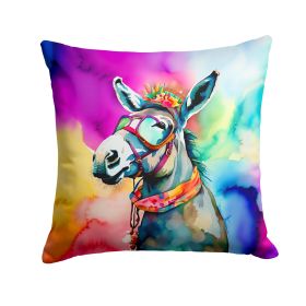 NEW Hippie Animal Donkey Throw Pillow Machine Washable, Indoor Outdoor Decorative Pillow for Couch, Bed or Patio, 18Hx18W