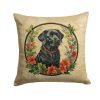 Labrador Retriever Christmas Flowers Throw Pillow Machine Washable, Indoor Outdoor Decorative Pillow for Couch, Bed or Patio, 18Hx18W