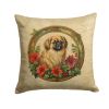 Pekingese Christmas Flowers Throw Pillow Machine Washable, Indoor Outdoor Decorative Pillow for Couch, Bed or Patio, 18Hx18W