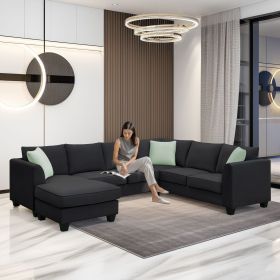 [VIDEO provided] 112*87" Sectional Sofa Couches Living Room Sets, 7 Seats Modular Sectional Sofa with Ottoman