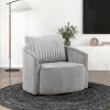 Modern Sleek Design Swivel Chair Cushion Seat Soft Gray Chenille Upholstered Plush Back Pillow Living Room Furniture 1pc