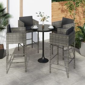 Bar Stool Set of 4 Grey Poly Rattan