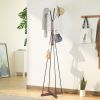 Freestanding Wooden Coat Rack with 8 Hooks Natural Wood Grain Finish Durable and Stable Entryway Organizer Stand for Clothes Hats Bags Cross Base Desi
