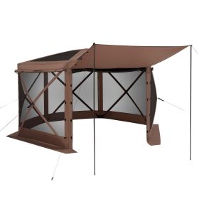 Pop up Gazebo Screen Tent, 12 x 12 ft Large 6-Sided Camping Canopy Tent with Removable Top & Carry Bag, Quick-Set & Bite-Proof