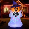5 FT Halloween Inflatable Pumpkin Ghost Built-in Colorful Led Lights,Halloween Blow Up Cute Decor for Indoor Outdoor Holiday Yard Decoration