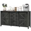 HOMCOM 60" Buffet Cabinet, Farmhouse Sideboard with Sliding Barn Doors, Drawers and Adjustable Shelves, Distressed Dark Gray