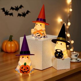 Halloween Decorations Indoor,3Pcs Cute Spooky Ceramic Ghost Halloween Decorations,Ghost Figurines with Hats - Adorable Tabletop Decor for Mantel,Party