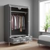 Portable Wardrobe 67×35.4×17.7in (Gray) - Rolling Door, Hanging Rack, Non - Woven Fabric Storage & 3 Drawer Boxes, Tool - free Setup