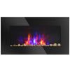 HOMCOM 28.5" 1450W Electric Wall-Mounted Fireplace with Flame Effect, 7 Color Background Light, Black
