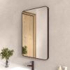 24x36 In. Aluminum Framed Rounded Rectangle Bathroom Wall Mirror, Oil Rubbed Bronze Bathroom Vanity Mirror Farmhouse, Anti-Rust