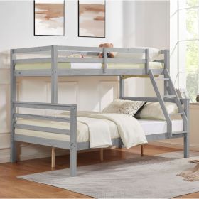 Twin over Full Bunk Bed with Thick Posts,Wooden Bunk Bed with High Guardrail and Ladder for Kids, Teens, Dorm Rooms, and Guest Rooms