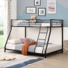 Metal Floor Bunk Bed, Twin over Full, Black
