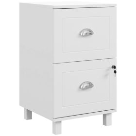 2-Drawer Small Filing Cabinet Lockable Home Office Storage Cabinet with Adjustable Hanging Bars for A4 Letter White