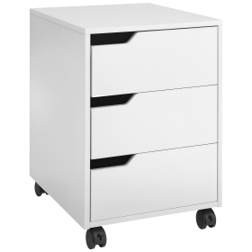 3 Drawer File Cabinet, Mobile Vertical Filing Cabinet with Wheels, Printer Stand with Storage for Home Office, White