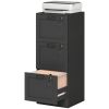 Vertical Filing Cabinet with 3 Drawers, Lock, File Cabinet for Home Office, A4 and Letter Size Files, Black