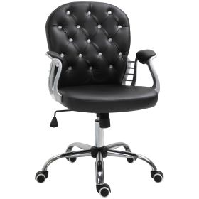 Ergonomic Office Chair, Comfortable Computer Desk Chair with Padded Seat and Adjustable Height, Tufted Back, Black