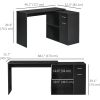 180Â° Rotating Home Office Corner Desk Storage Shelf Cabinet Black