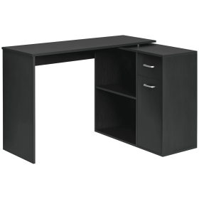 180Â° Rotating Home Office Corner Desk Storage Shelf Cabinet Black