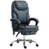 6 Point Vibration Massage Office Chair, PU Leather Heated Reclining Computer Chair with Footrest, Grey