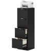 Lockable Filing Cabinet with 4 Fluted Drawers, File Cabinet with Adjustable Hanging Rails for A4 Letter Files, Black