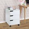 3 Drawer File Cabinet, Mobile Vertical Filing Cabinet with Wheels, Printer Stand with Storage for Home Office, White