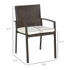 Outdoor Dining Chair Set, PE Rattan, Cream White Cushions, Patio Wicker with Backrest